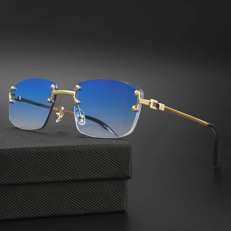 CATERSIDE Retro Rimless Square Sunglasses – High-Quality Party Shades