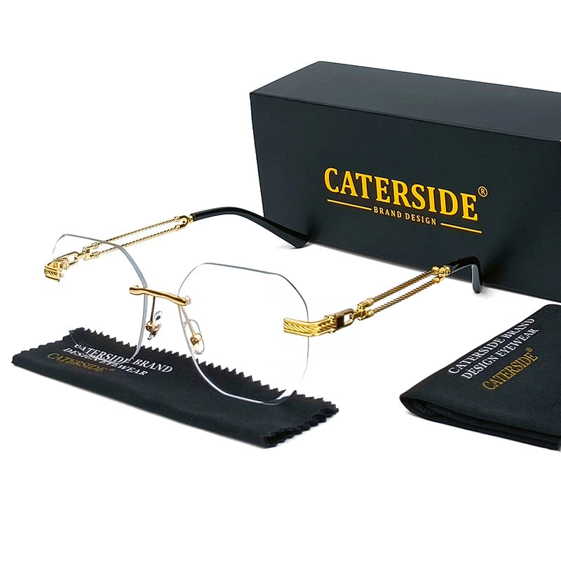 CATERSIDE Polygonal Rimless Aviator Sunglasses