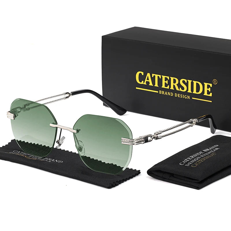 CATERSIDE Polygonal Rimless Aviator Sunglasses