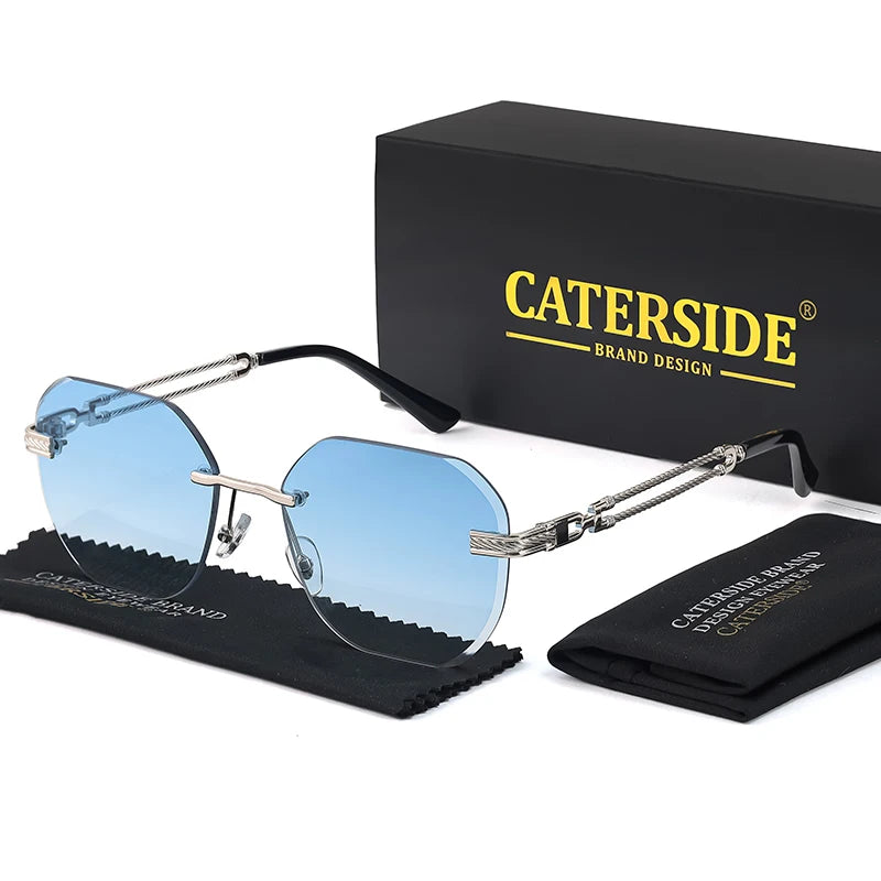 CATERSIDE Polygonal Rimless Aviator Sunglasses