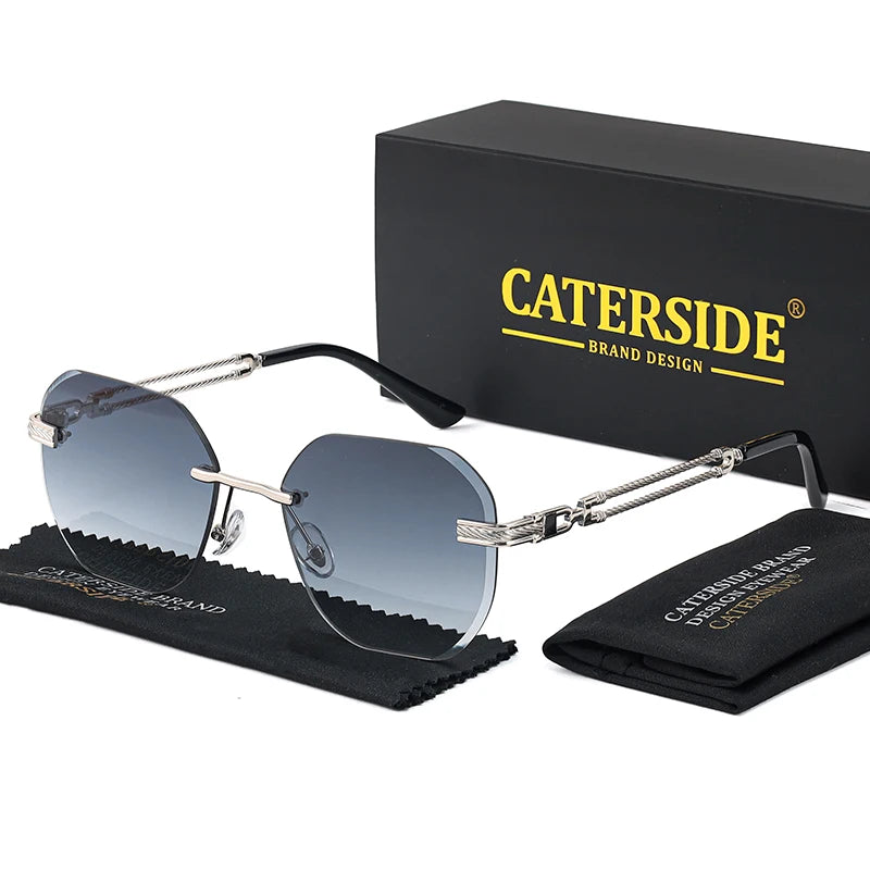 CATERSIDE Polygonal Rimless Aviator Sunglasses