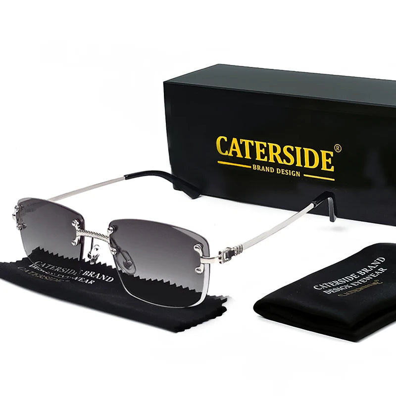 CATERSIDE Retro Rimless Square Sunglasses – High-Quality Party Shades