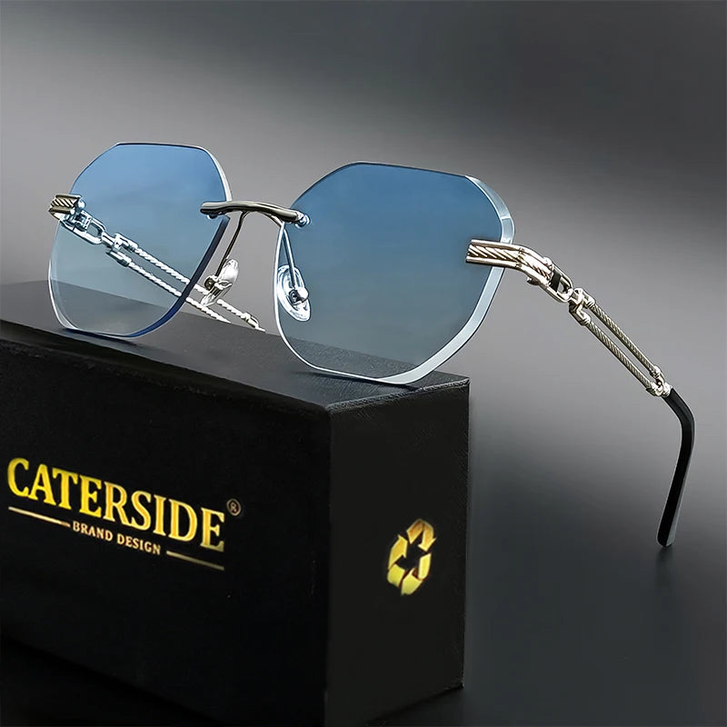 CATERSIDE Polygonal Rimless Aviator Sunglasses