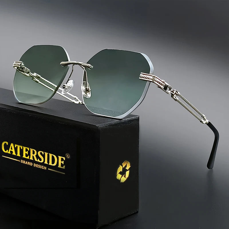 CATERSIDE Polygonal Rimless Aviator Sunglasses