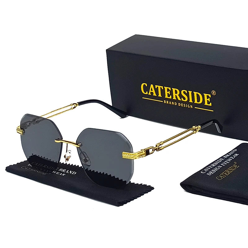 CATERSIDE Polygonal Rimless Aviator Sunglasses
