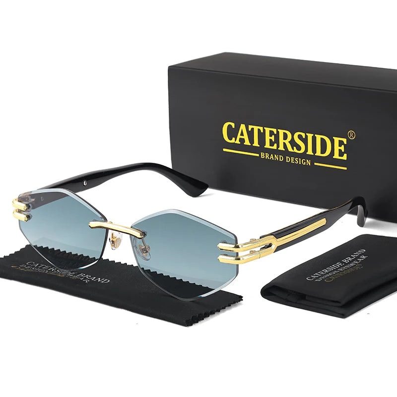 CATERSIDE Retro Rimless Sunglasses – Diamond-Shaped Luxury Design