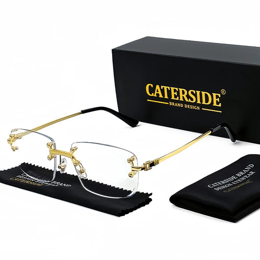 CATERSIDE Retro Rimless Square Sunglasses – High-Quality Party Shades