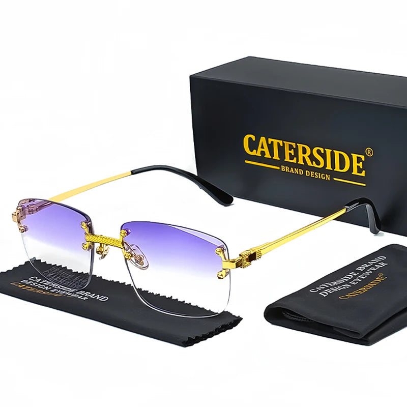 CATERSIDE Retro Rimless Square Sunglasses – High-Quality Party Shades