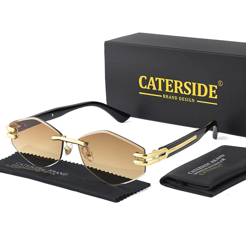 CATERSIDE Retro Rimless Sunglasses – Diamond-Shaped Luxury Design