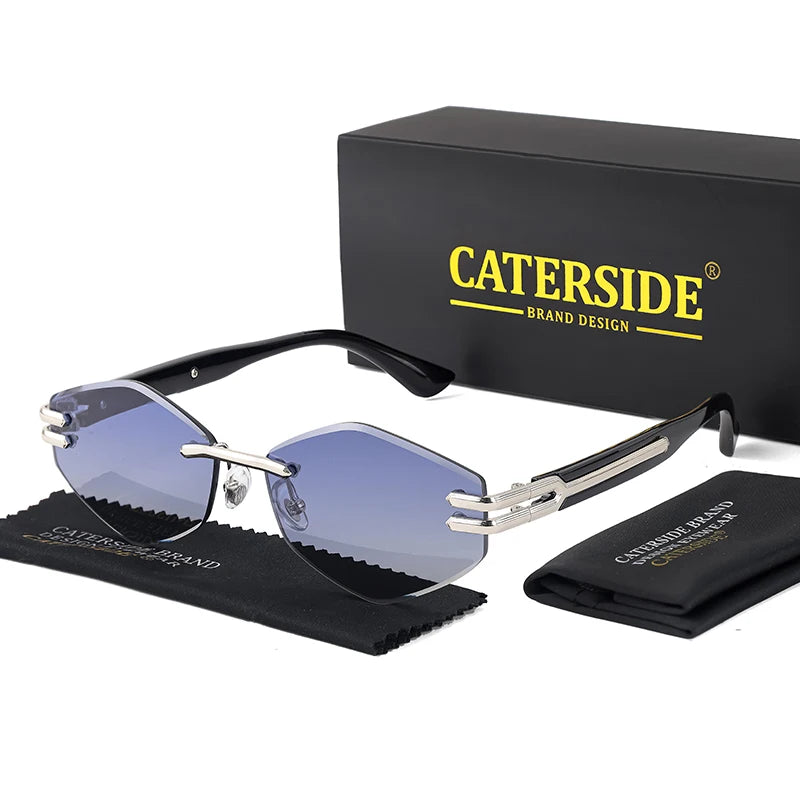 CATERSIDE Retro Rimless Sunglasses – Diamond-Shaped Luxury Design