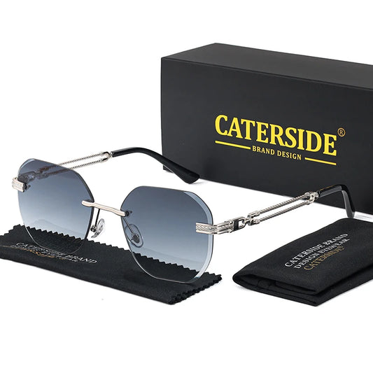 CATERSIDE Polygonal Rimless Aviator Sunglasses