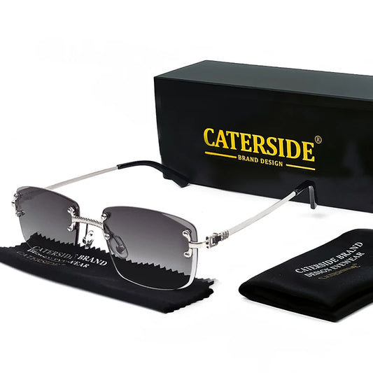 CATERSIDE Retro Rimless Square Sunglasses – High-Quality Party Shades