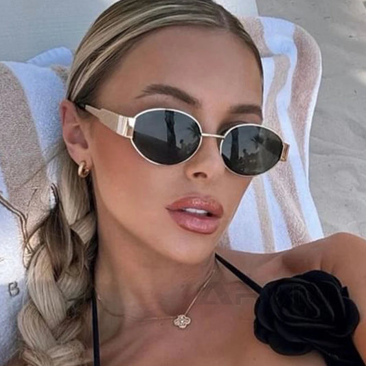 Fashion Oval Sunglasses – Retro Trend Outdoor Metal Sunglasses for Women and Men